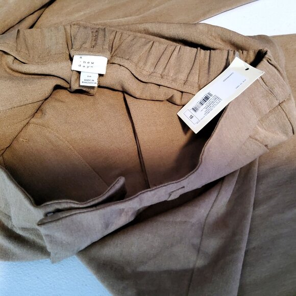 A New Day Womens Brown Pants Size M Elastic waistband for comfort - Picture 6 of 10